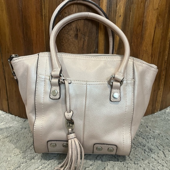 Tignanello Leather Satchel Shoulder Bag Multi CC Slots Organizer Pink - Picture 1 of 13